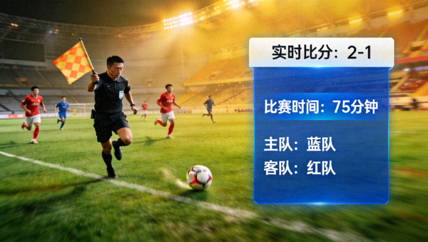 足球比赛直播画面与实时比分数据展示